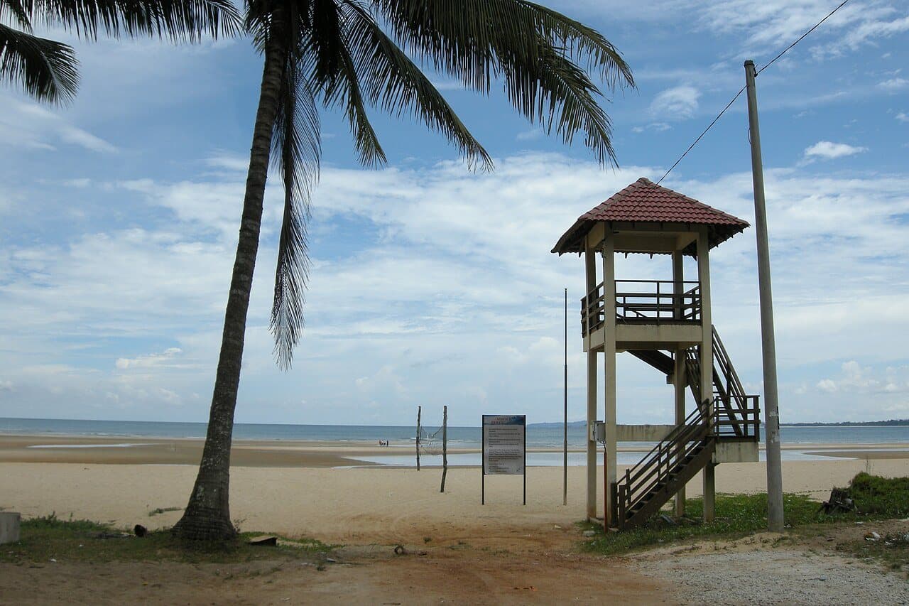 The quiet stretch of Cherating beach near Cherating Bayview Resort