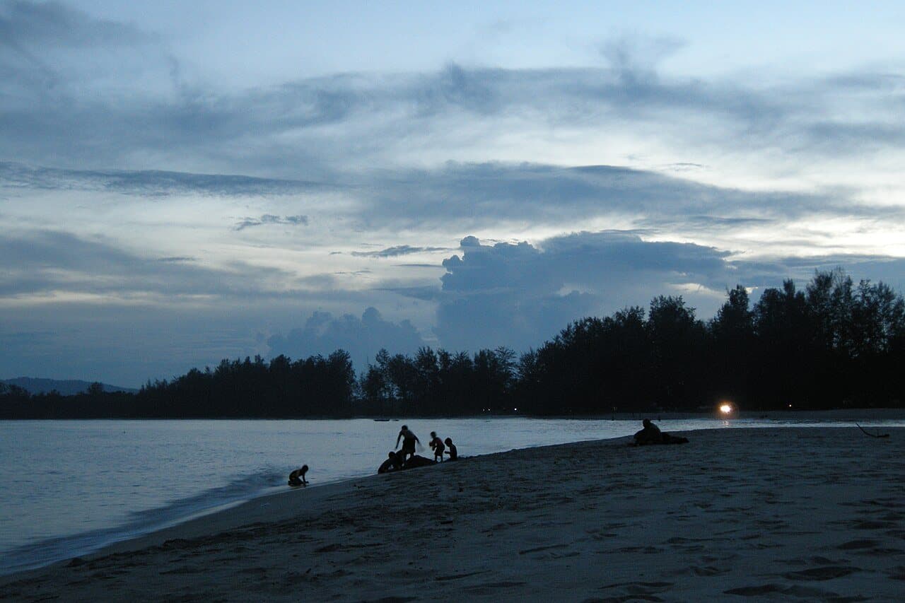 Cherating Beach at dusk after sunset